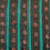 Pure Cotton Dabu Jahota Cyan With Border Stripes Hand Block Print Blouse Piece Fabric ( 90 cms)