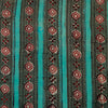 Pure Cotton Dabu Jahota Cyan With Border Stripes Hand Block Print Fabric