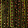 Pure Cotton Dabu Jahota Green With Intricate Floral Creeper Stripes Hand Block Print Fabric