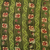 Pure Cotton Dabu Jahota Mehendi Green With Jaal Intricate Stripes Hand Block Print Fabric
