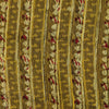 Pure Cotton Dabu Jahota Mustard With Leafy Creeper Stripes Hand Block Print Fabric