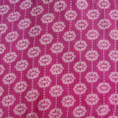 Pure Cotton Dabu Kaatha Pink With Flower Dot Stripes Hand Block Print blouse Fabric ( 1.10 meter )