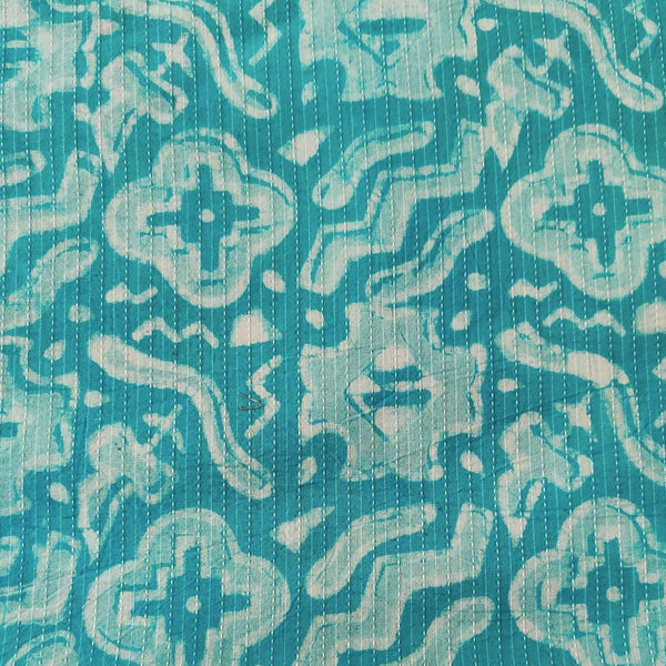 Pre-Cut 1.45 Meters Pure Cotton Dabu Light Blue With Abstract Hand Block Print Fabric