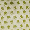 Pure Cotton Dabu Light Kaatha Lurex With Light Green Flower Motifs Hand Block Print Fabric