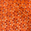 Pure Cotton Dabu Light Orange With Maroon And Cream Stars Hand Block Print Fabric