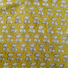 Pure Cotton Dabu Mustard With Cream Floral Motif Hand Block Print Fabric
