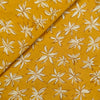 Pure Cotton Dabu Mustard With Cream Flower Hand Block Print Fabric