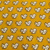 Pure Cotton Dabu Mustard With Cream Squirrel Hand Block Print Fabric