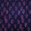 Pure Cotton Dabu Navy Blue With Pink Curvy Fern Batik Motif Hand Block Print Fabric