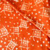 Pure Cotton Dabu Orange With Beautiful Tribal Motif Hand Block Print Blouse Piece Fabric ( 1.25 meter )