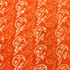 Pure Cotton Dabu Orange With Paisley Stripes Hand Block Print Fabric