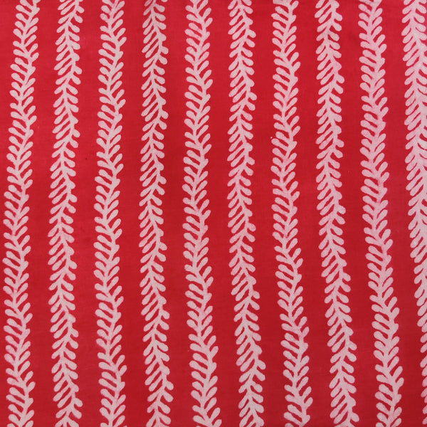 Pre-cut 1.5 meter Pure Cotton Dabu Peachy Orange With Floral Creeper Hand Block Print Fabric