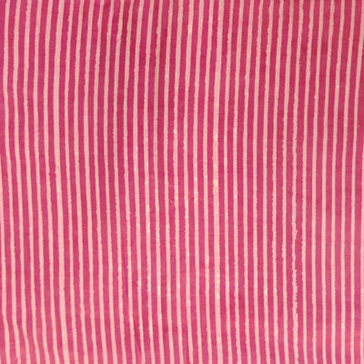 Pure Cotton Dabu Pink Stripes Hand Block Print Fabric