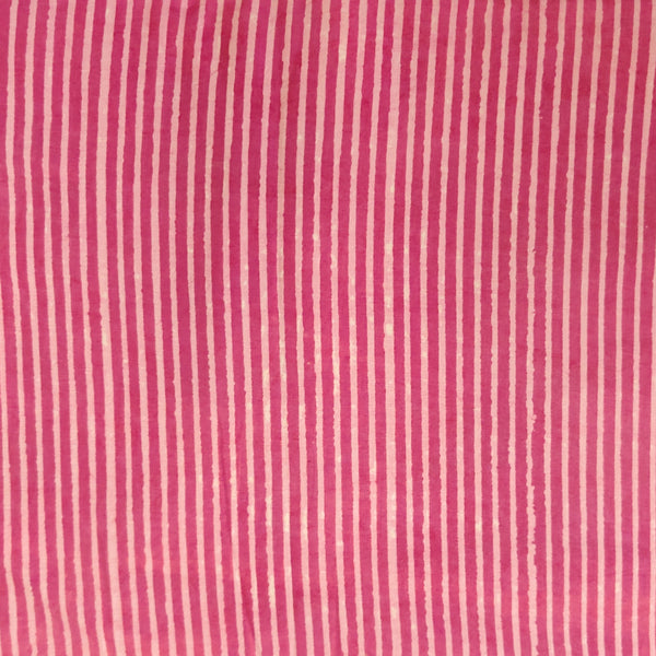 Blouse Piece 0.80 Meter Pure Cotton Dabu Pink Stripes Hand Block Print Fabric