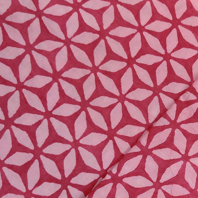 Pure Cotton Dabu Ruby Burgundy With Flower Pattern Stripes Hand Block Print Fabric