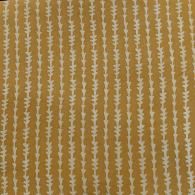 Pure Cotton Dabu Sandy Mustard With Tiny Arrow Head Stripes Hand Block Print Fabric