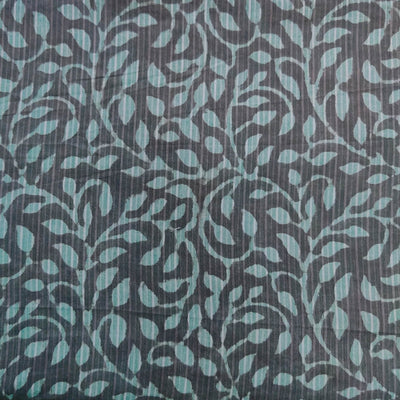 Pure Cotton Dabu Self Design Stripes And Blue Leafy Jaal Hand Block Print Fabric