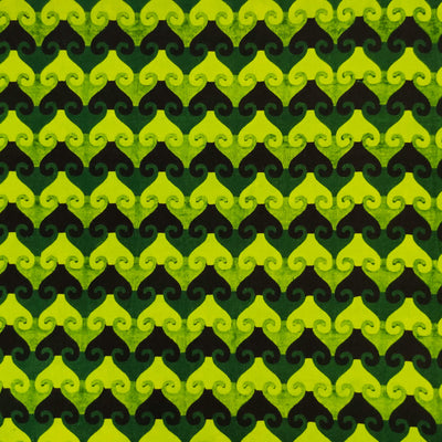 Pure Cotton Dabu Shades Of Green Arrow Head Stripes Hand Block Print Fabric