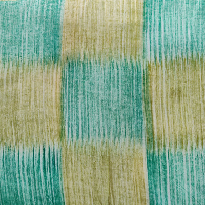 Pure Cotton Dabu Shades Of Green Shaded Checks Hand Block Print Fabric