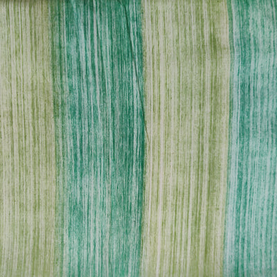 Pre-cut 2.25 meter Pure Cotton Dabu Shades Of Green Shaded Textured Stripes Hand Block Print Fabric