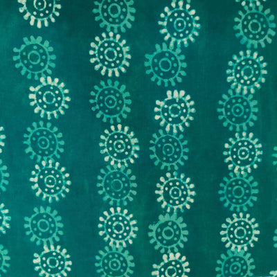 Pure Cotton Dabu Teal Blue With Chakra Hand Block Print Blouse Fabric ( 95 CM )