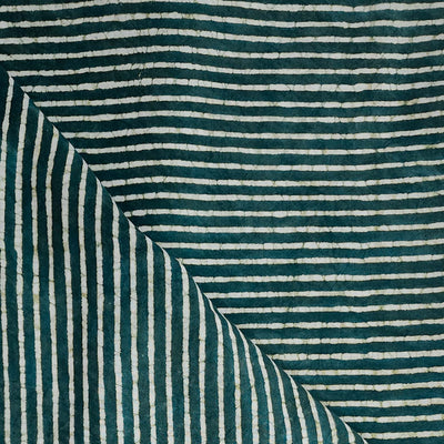 Pure Cotton Dabu Teal Stripes Hand Block Print Fabric