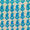 Pure Cotton Dabu With Light Blue Kairi Motif Hand Block Print Fabric