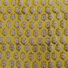 Pure Cotton Dabu Yellow With Plant Motif Hand Block Print Fabric