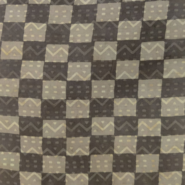 Pure Cotton Dark And Light Kashish Checks Hand Block Print Fabric