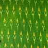 Pure Cotton Dark Green Mercerised Ikkat With Woven Plants Motif Handwoven Fabric