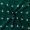 Pure Cotton Dark Green Special Double Ikkat With Off White Squares Woven Fabric