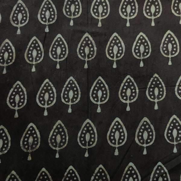 Pure Cotton Dark Kashish With Spade Hand Block Print Blouse Piece ( 1 meter )Fabric