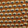Pure Cotton Dark Orange Discharge With Cream Blue Flowers Hand Block Print Fabric