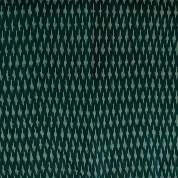 Pre-cut 1.5 meter Pure Cotton Dark Tealish Green Mercerised Ikkat With Cream Simple Weaves Woven Fabric