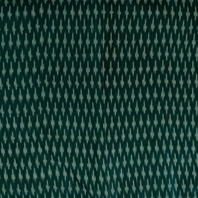Pre-cut 1.5 meter Pure Cotton Dark Tealish Green Mercerised Ikkat With Cream Simple Weaves Woven Fabric