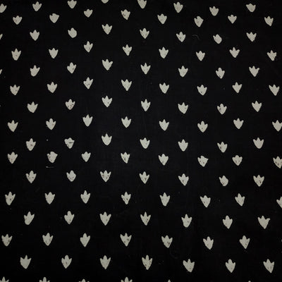 Pure Cotton Discharge Black With Grass Hand Block Print Fabric