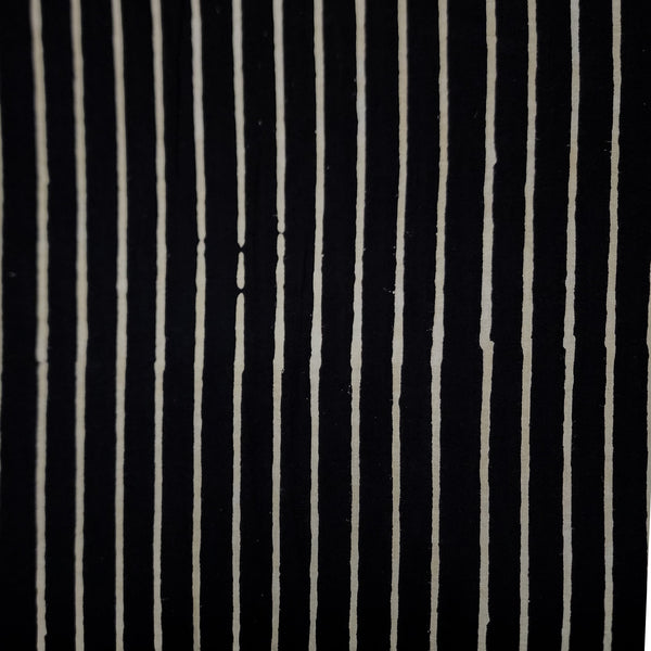 Pure Cotton Discharge Black With Stripes Hand Block Print Fabric
