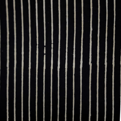 Pure Cotton Discharge Black With Stripes Hand Block Print Fabric