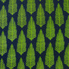 Pre-cut ( 1.70 meter)Pure Cotton Discharge Dabu Teal With Green Fern Hand Block Print Fabric