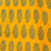 Pure Cotton Discharge Dabu Yellow With Grey Fern Block Hand Block Print Fabric