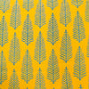Pure Cotton Discharge Dabu Yellow With Grey Fern Hand Block Print Fabric