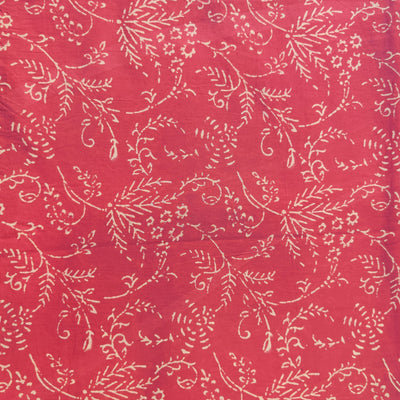 Precut 2.30 Meter Pure Cotton Discharge Pink With Cream Jaal Hand Block Print Fabric