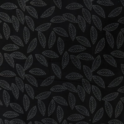 Pre cut 1.40 meter Pure Cotton Discharge Print Black And Grey All Over Leaves Pattern Hand Block Print Fabric