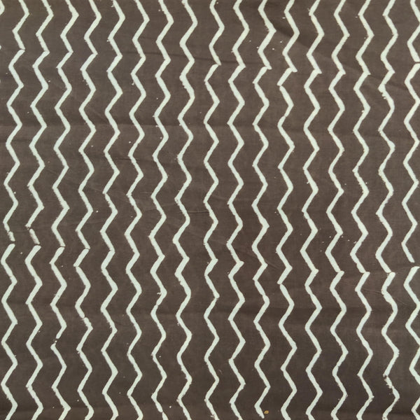 Pure Cotton Discharge With Cream Zig Zag Hand Block Print Fabric