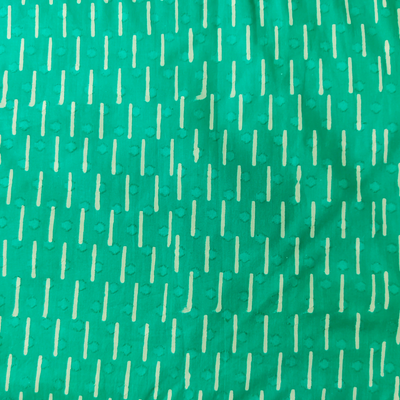 Precut 1.35 Meter Pure Cotton Doby Dabu Tealish Blue With Tiny Cream Dash Hand Block Print Fabric