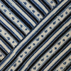 Pure Cotton Double Ajrak Blue Black With Border Stripes Hand Block Print Fabric
