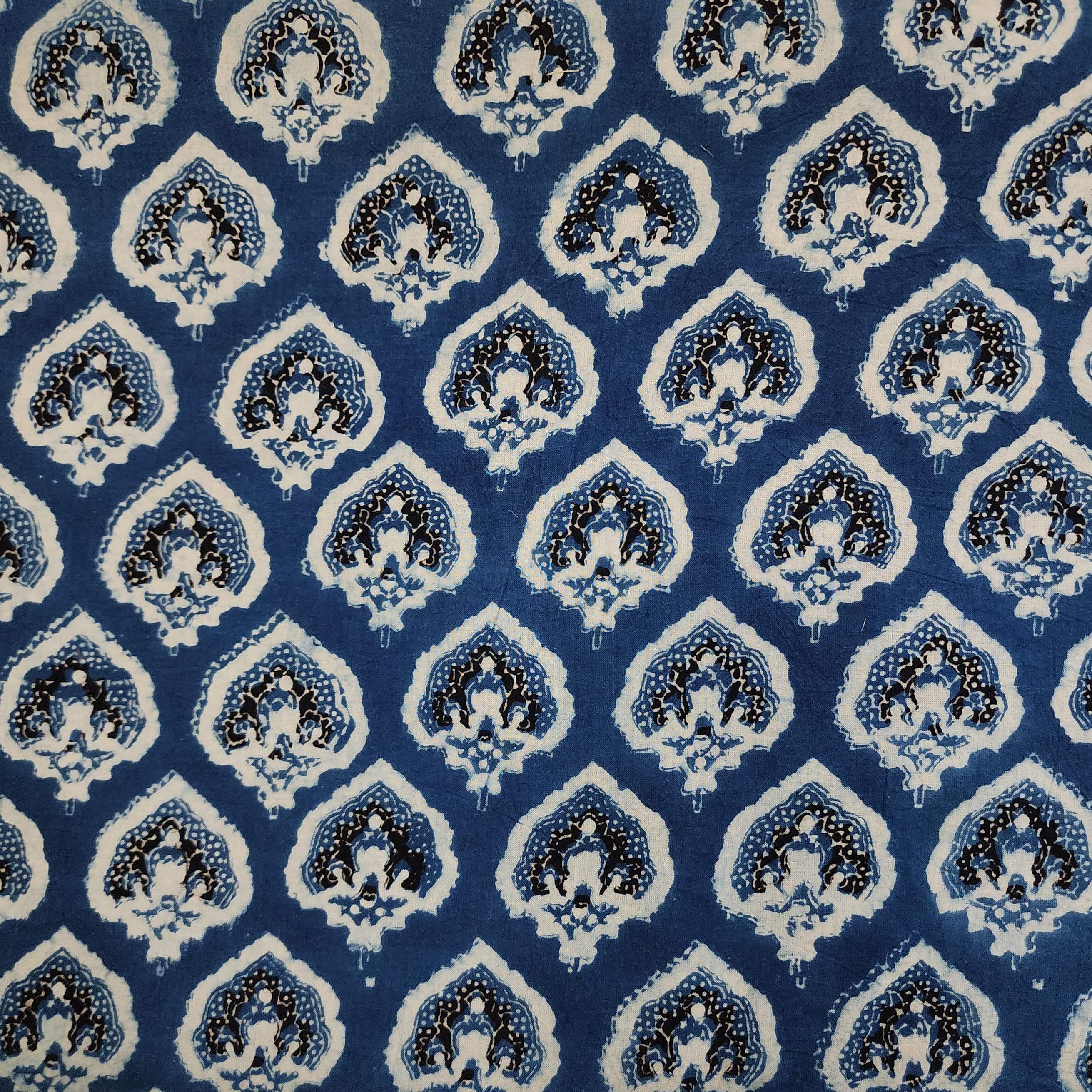 Pure Cotton Double Ajrak Blue With Light Blue Black Intricate Mehendi ...