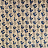 Pre Cut 1.80 Meter Pure Cotton Double Ajrak Cream With Blue Duckling Kairi Hand Block Print Fabric