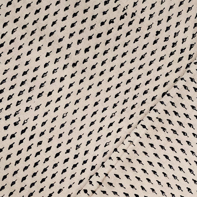 Pure Cotton Double Ajrak Cream With Tiny Motifs Hand Block Print Fabric