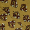 Pure Cotton Double Ajrak Mustard With Cream Maroon Plant Hand Block Print Fabric